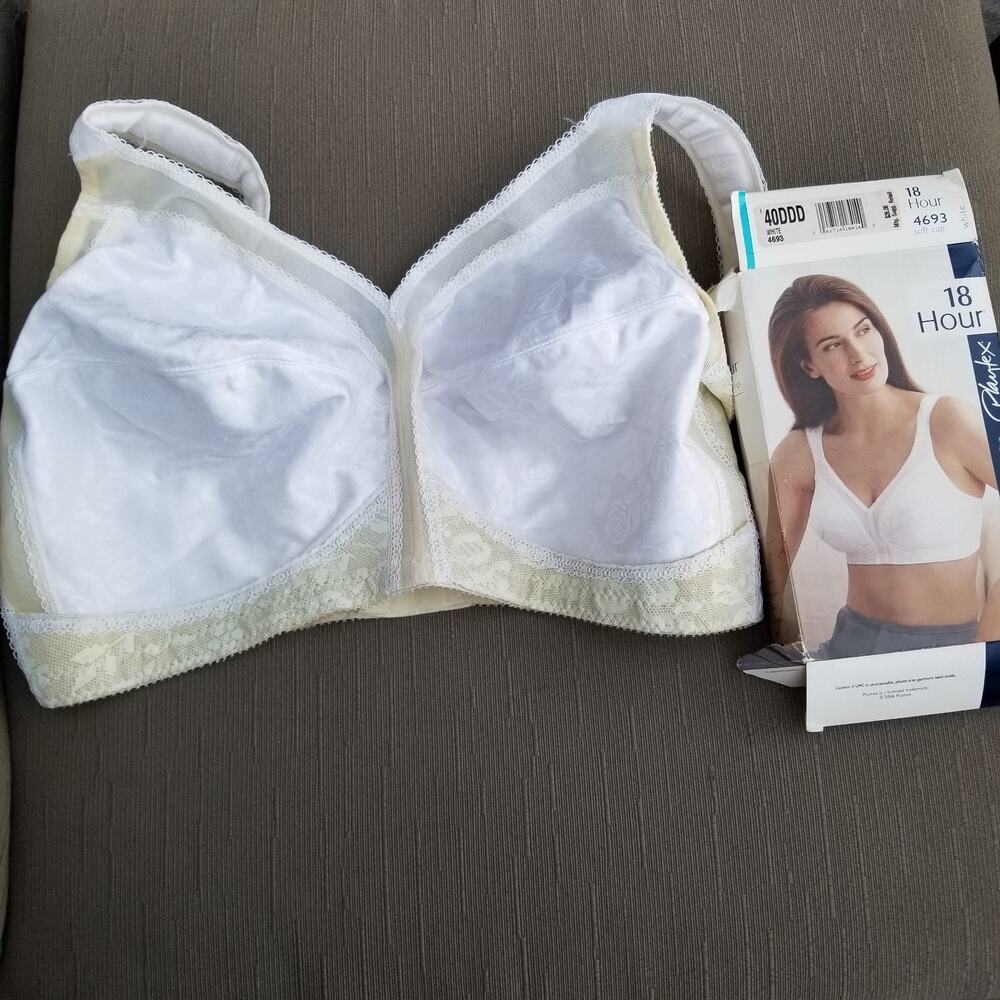 Playtex Women 18 Hour Original Comfort Strap Wirefree Bra White Size 40DDD NEW